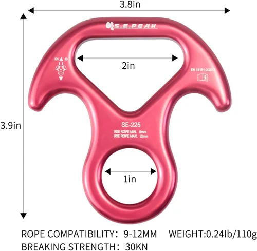 Miniatura 6 de 30kN/35kN/40kN Rescate Figura 8 Descender Engranaje de escalada Equipo de descenso Dispositivo de rappeling de placa de aparejo para escalada en 30