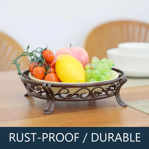 Miniatura 7 de Yimobra Soporte de metal para plantas de exterior e interior, soporte resistente para macetas de hierro forjado a prueba de óxido, soporte redondo