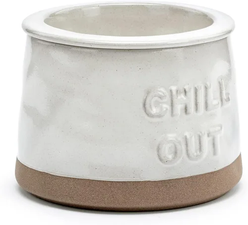Miniatura 5 de DEMDACO Chill Out Classic White - Cuenco para servir con chispas de gres (5 x 5), color blanco