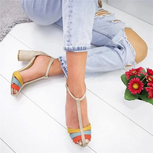 Miniatura 8 de Tenis de moda para mujer, de gamuza de verano, con bloques de color, tacón alto, estilo casual, para mujer