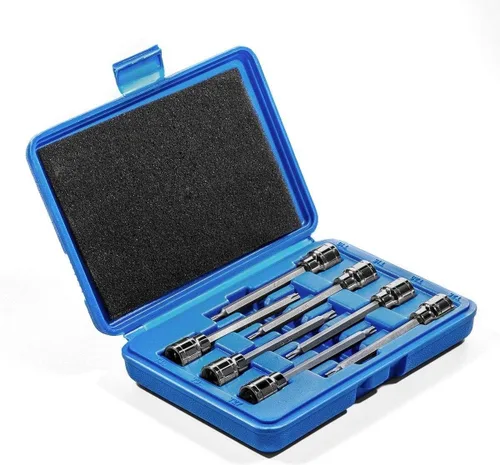 Stark USA Juego de llaves de vaso Torx Star Bit Extra Largas de 7 Piezas de 3/8" de 3/8", T10-T40, Estuche de transporte incluido