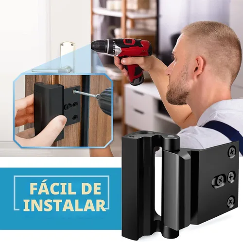 Miniatura 4 de Cerrojo de puerta de seguridad para el hogar - Cerraduras de alta seguridad a prueba de niños con tope de 3 pulgadas, soportan 800 libras para Negro