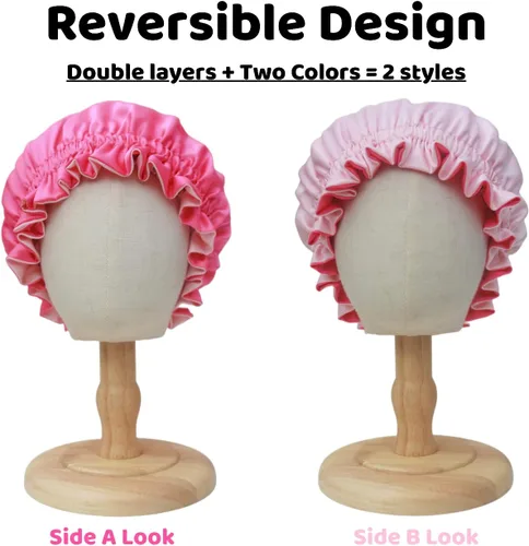 Miniatura 2 de Exquisita gorra para dormir reversible con forro de satén para bebés, recién nacidos, niños grandes y pequeños y mamásmujeres