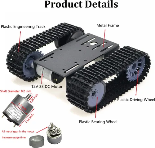 Miniatura 4 de SmaringWing Kit profesional de plataforma de coche con 2 motores de CC de alto par, modelo eduaccional Caterpillar Robotic Crawler Sciences