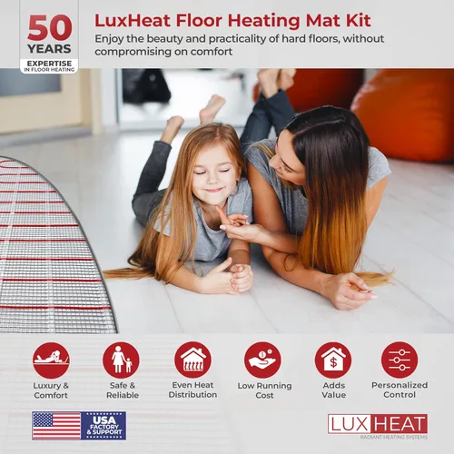 Miniatura 2 de Kit de tapete de calefacción de piso LuxHeat 80 pies cuadrados - 120V para debajo de laminado y baldosas - Sistema de piso radiante eléctrico