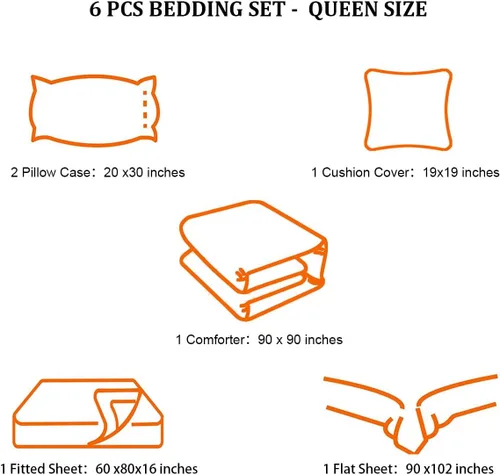 Miniatura 5 de 6 piezas de ropa de cama en una bolsa para niños, juegos de ropa de cama tamaño Queen, juegos de edredón para niños y adolescentes, juego de edredón