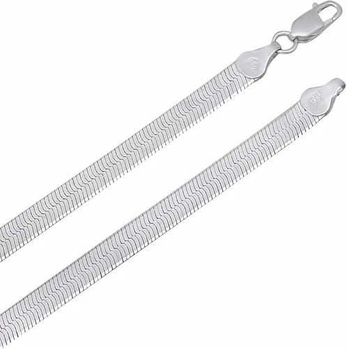 Miniatura 2 de 3mm-14mm Solid .925 Sterling Silver Flat Herringbone Chain Necklace or Bracelet