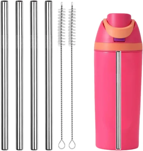 Miniatura 13 de Pajitas de repuesto de metal compatibles con vaso de acero inoxidable Owala Kids con aislamiento térmico de acero inoxidable de 12 oz/15 onzas