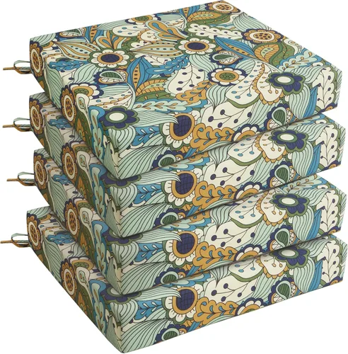 Miniatura 30 de UNIKOME Cojines para sillas de exterior, resistentes al agua, con lazos, relleno de esponja de alta densidad, cojines de asiento cuadrados
