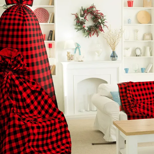 Miniatura 7 de Teling Bolsa de almacenamiento para árbol de Navidad de 7.5 pies, bolsa de plástico para quitar y desechar (rojo y negro)