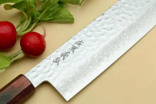 Miniatura 3 de Yoshihiro VG10 Cuchillo Nakiri japonés para verduras con mango de palisandro (165mm (6.5'')) de Serie Damascus de 46 capas