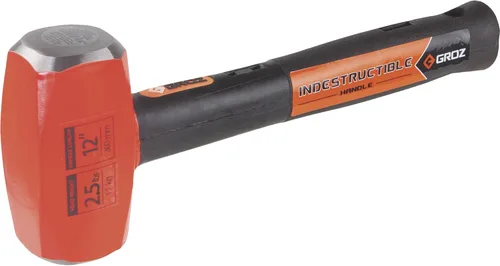 Miniatura 9 de Groz Martillo de palo de cara suave, cabeza de 2.5 libras, mango indestructible de 12 pulgadas, cabeza forjada de 30 HRC, agarre de goma vulcanizada