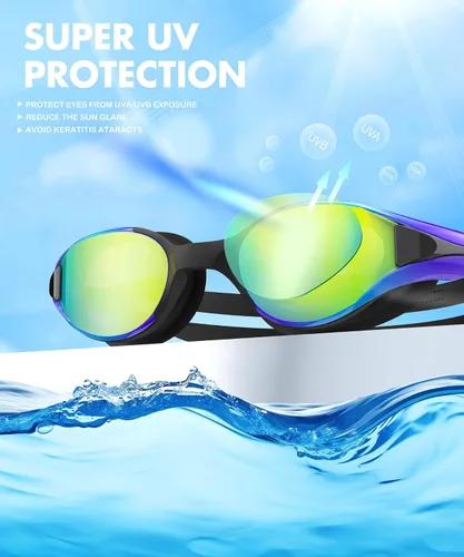 Miniatura 6 de NSSIW Gafas de natación para adultos: gafas de piscina para hombres y mujeres con protección UV400 antivaho sin fugas, paquete de 3