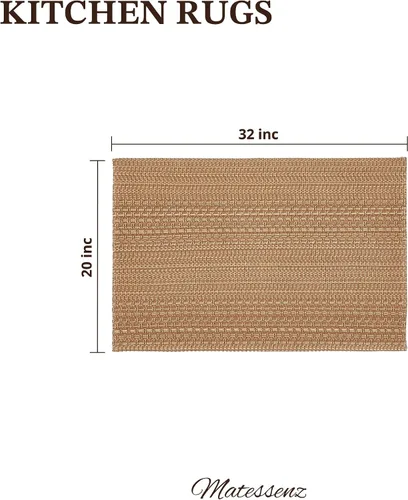Miniatura 2 de MatEssenz Alfombrillas de cocina de 20 x 30 pulgadas para piso, alfombras de cocina tejidas, lavables a máquina, estilo bohemio, antideslizantes