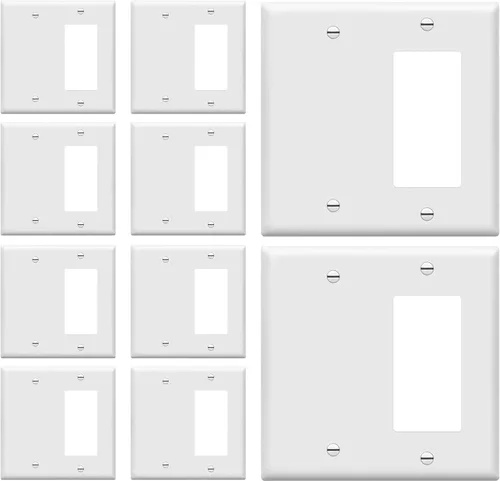 Miniatura 14 de ENERLITES - Placa de pared combinada para interruptor de vaivén decorativo/toma de corriente en blanco, tamaño estándar, cubierta de interruptor
