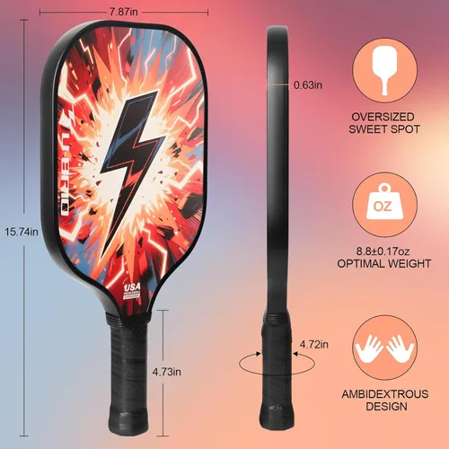 Miniatura 4 de Pickleball Paddles Set of 2 Paddles 4 Balls and 1 Bag Pickleball Set 16MM Fiberglass Pickleball Paddle for Men Women, Pickleball Gifts for Women/Men