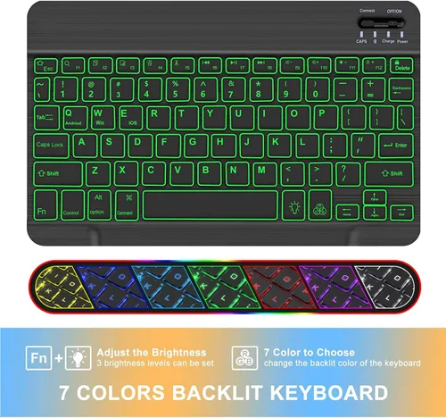 Miniatura 3 de Funda con teclado para Samsung Galaxy Tab A11 Plus / A9 Plus de 11 pulgadas, con retroiluminación Bluetooth A9+ con soporte para bolígrafo S