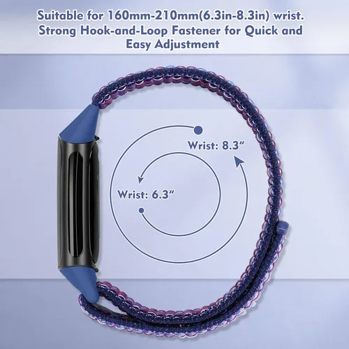Miniatura 4 de Correas de reloj de nailon compatibles con Fitbit Charge 6/Charge 5, paquete de 5 correas de repuesto ajustables suaves y transpirables para Charge