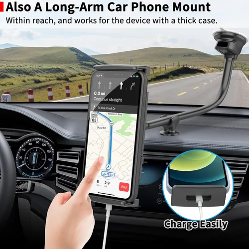Miniatura 4 de APPS2Car Soporte para Tablet en Coche para iPad Portátil para Camiones Montura de Brazo Largo Extensión Ventosa Fuerte Montura para Parabrisas