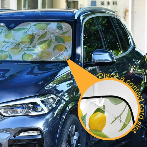 Miniatura 3 de Acuarela Limón Frutas Flores Flores Flores Parabrisas Coche Parabrisas Parasol Plegable Reflectante Bloquea los Rayos