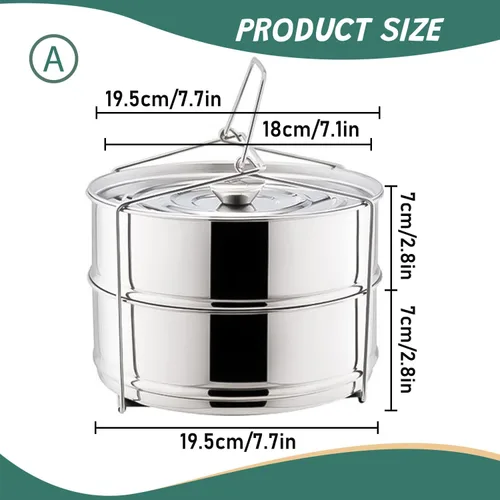 Miniatura 2 de Insertos apilables de acero inoxidable, juego de insertos de vapor de 2 niveles de 6 cuartos con asas para ollas instantáneas y ollas a presión