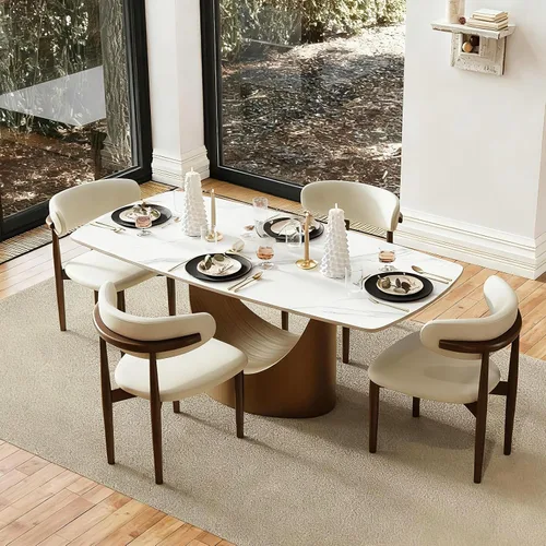 Miniatura 23 de POVISON Mesa de Comedor Moderna Hobart de 63" para 4, Mesa de Comedor Rectangular de Servicio Pesado Negro Mate, Superficie de Mesa de Comedor