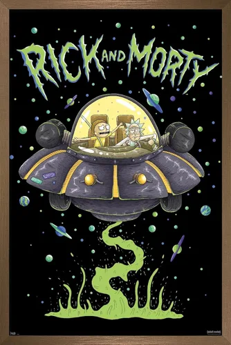 Miniatura 14 de Trends International Rick And Morty - Póster de pared de barco, 14.725 x 22.375 pulgadas, versión enmarcada de madera de granero
