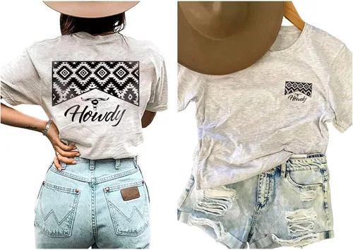 Miniatura 2 de Western Cowboy - Camiseta de manga corta para mujer, diseño de calavera de whisky, estilo casual, música country, camisetas retro occidentales