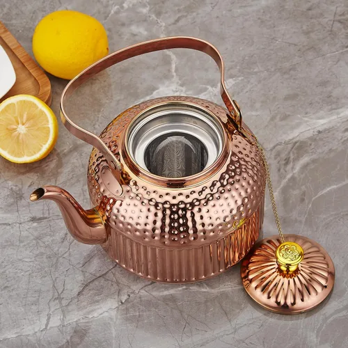 Miniatura 8 de SANQIAHOME Tetera antigua de acero inoxidable de 1.2L (40Oz) con infusor de cobre