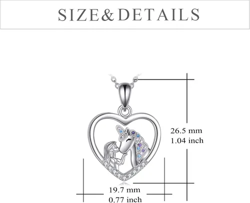 Miniatura 2 de YFN Regalos de unicornios para niñas, collar con colgante de unicornio de plata de ley 925, joyería de unicornio para hija y niñas