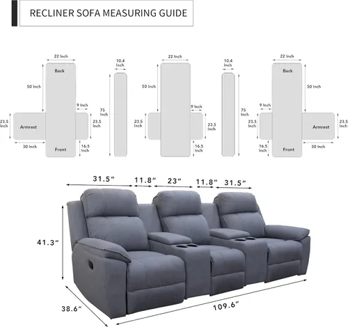 Miniatura 6 de Easy-Going - Funda reclinable con consola, funda de sofá reversible para sala de estar, funda de sofá dividida para cada asiento con correas