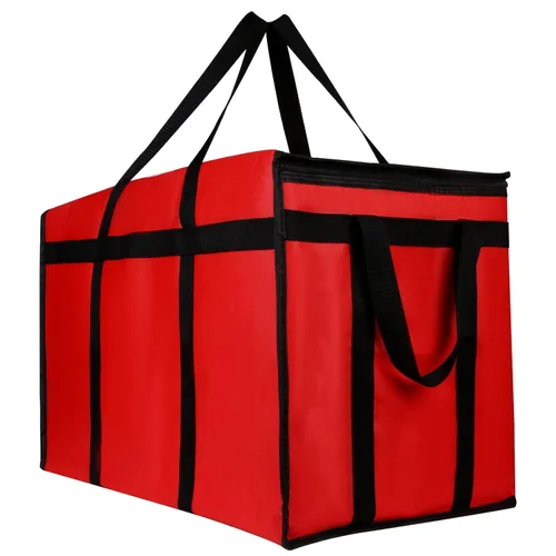 Miniatura 10 de musbus Paquete de 4 bolsas de compras aisladas XL, rojas, bolsa refrigeradora, cremallera, plegables, bolsa de mano, frío y caliente, para Rojo