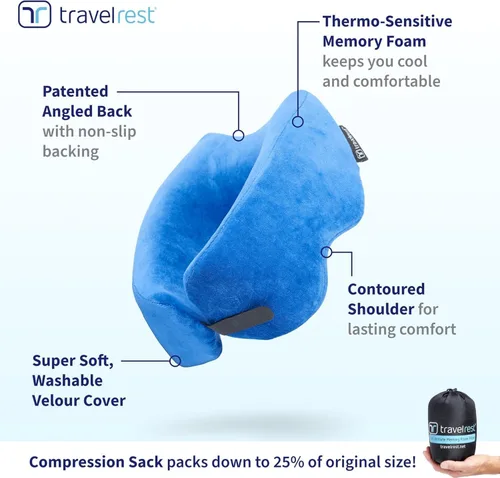 Miniatura 6 de Almohada de apoyo para el cuello TRAVELREST Nest - Esenciales de viaje, espuma viscoelástica, almohada de viaje compacta para vuelos largos