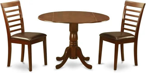 Miniatura 15 de East West Furniture DLML3-MAH-C - Juego de comedor de 3 piezas que contiene una mesa de comedor redonda con gotas y 2 sillas tapizadas de tela