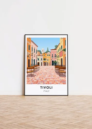 Tivoli poster Italy print Tivoli travel print wall art, Italy travel poster