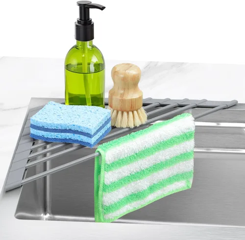 Miniatura 16 de Ohuhu Escurreplatos Enrollables, 16.5" L x 13" A Escurridor de Platos Sobre el Fregadero Estante de Secado Organizador de Fregadero de Cocina