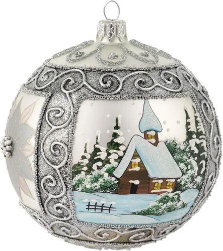 Miniatura 32 de Adorno de Navidad de Polish Gallery, Explosión Invernal, Bola de Vidrio Soplado (Oro, 6-pulgadas Ø/150mm)