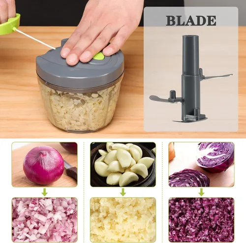 Miniatura 2 de Cortador manual de alimentos de Cambom, picador de verduras con cordón para cebollas, frutas y nueces, material seguro para alimentos sin bisfenol