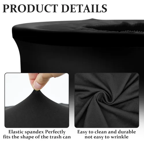 Miniatura 3 de Tanlade Cubierta elástica para cubo de basura de 32 galones, contenedor de residuos de spandex para exteriores, negro, 1 unidad