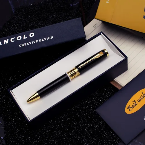 Miniatura 2 de Ancolo Juego de bolígrafos de regalo grabados con caja para bolígrafos, tarjeta de regalo, 2 recambios negros grabados con tu nombre, número