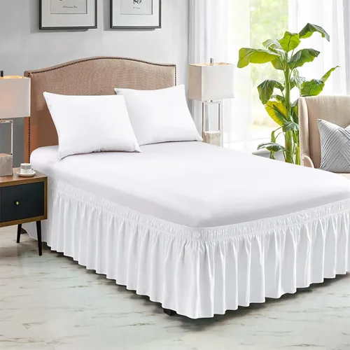 Miniatura 2 de FreshCulture Falda de cama King, con volantes antipolvo para cama de tamaño King, fácil ajuste con caída a medida de 15 pulgadas, falda de cama