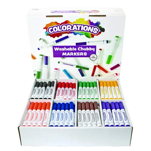 Colorations Marcadores lavables (paquete de 200), colores clásicos, marcadores lavables a granel, aula, para niños, preescolar