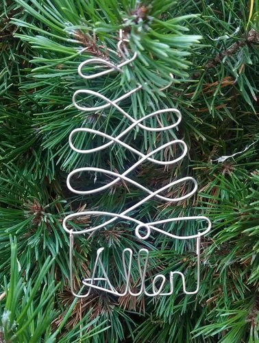 Miniatura 6 de Adornos de Navidad personalizados, árbol plateado, dorado o rojo con cualquier nombre, etiqueta de nombre de regalo, adorno de nombre personalizado