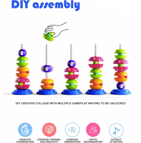 Miniatura 4 de Juguete giratorio apilable para bebé, juguete para autismo, aprendizaje sensorial, apilador en espiral, juguete Montessori para bebés, niñas, niños