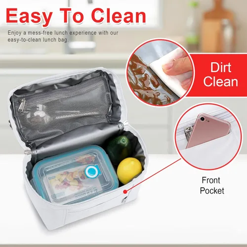 Miniatura 4 de NOL Natural Organic Lifestyle - Bolsas de almuerzo aisladas para mujer, bolsa de refrigeración ligera de nailon impermeable para el trabajo Blanco