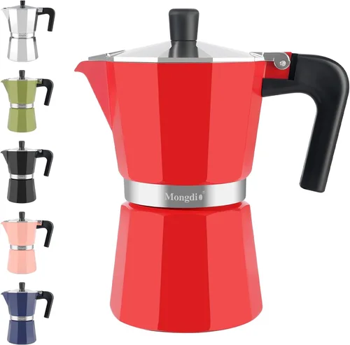 Miniatura 17 de Mongdio - Cafetera de café espresso para estufa Moka, Cafetera Cubana para estufa, Cafetera Mocha Greca Italiana, para 6 tazas de espresso, 10 onzas