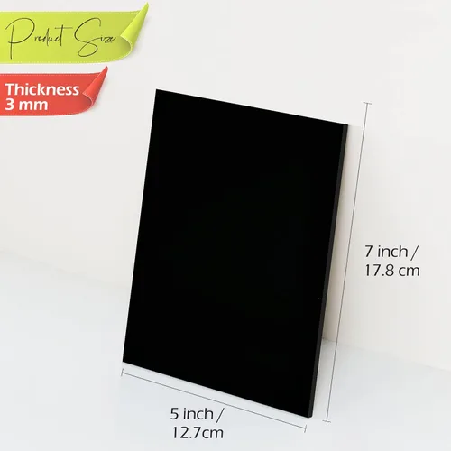 Miniatura 2 de 10 paquetes de hojas en blanco de acrílico negro para números de mesa, hojas en blanco de acrílico negro de 5 x 7 pulgadas, 1/8 de pulgada