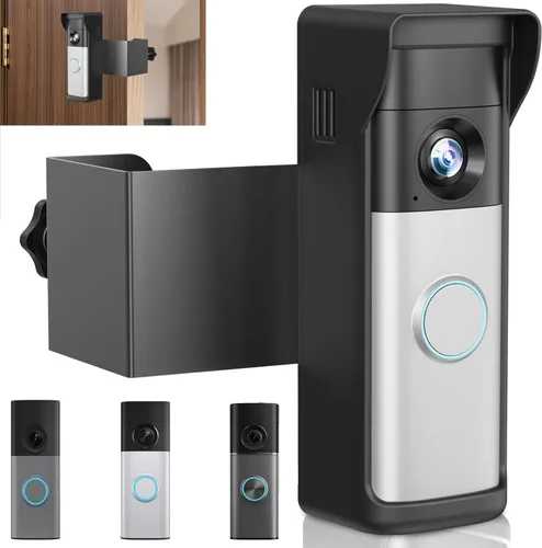 Soporte antirrobo para timbre compatible con Ring 2026 Battery Doorbell/Plus/Pro, sin taladro, soporte inalámbrico para cámara de video con cubierta