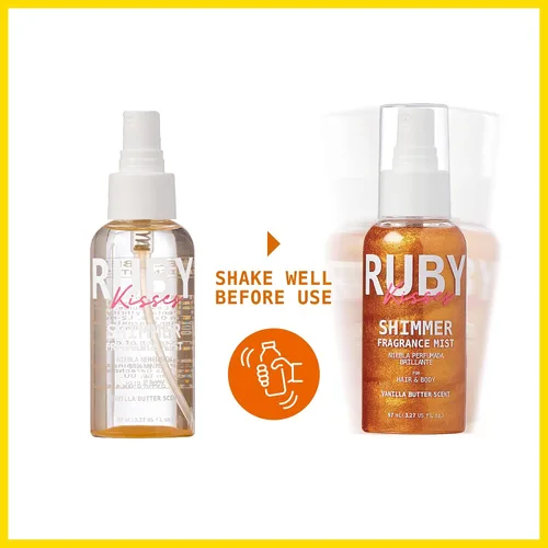 Miniatura 4 de Ruby Kisses Spray de fragancia brillante para el cuerpo y el cabello, espray de perfume corporal con purpurina de vainilla, perfume para la piel