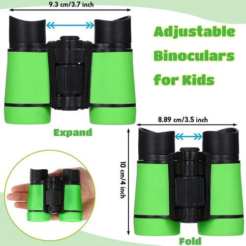 Miniatura 2 de Paquete de 6 prismáticos para niños de 3 a 12 años, binoculares a prueba de golpes, regalo al aire libre, caza, telescopio pequeño plegable